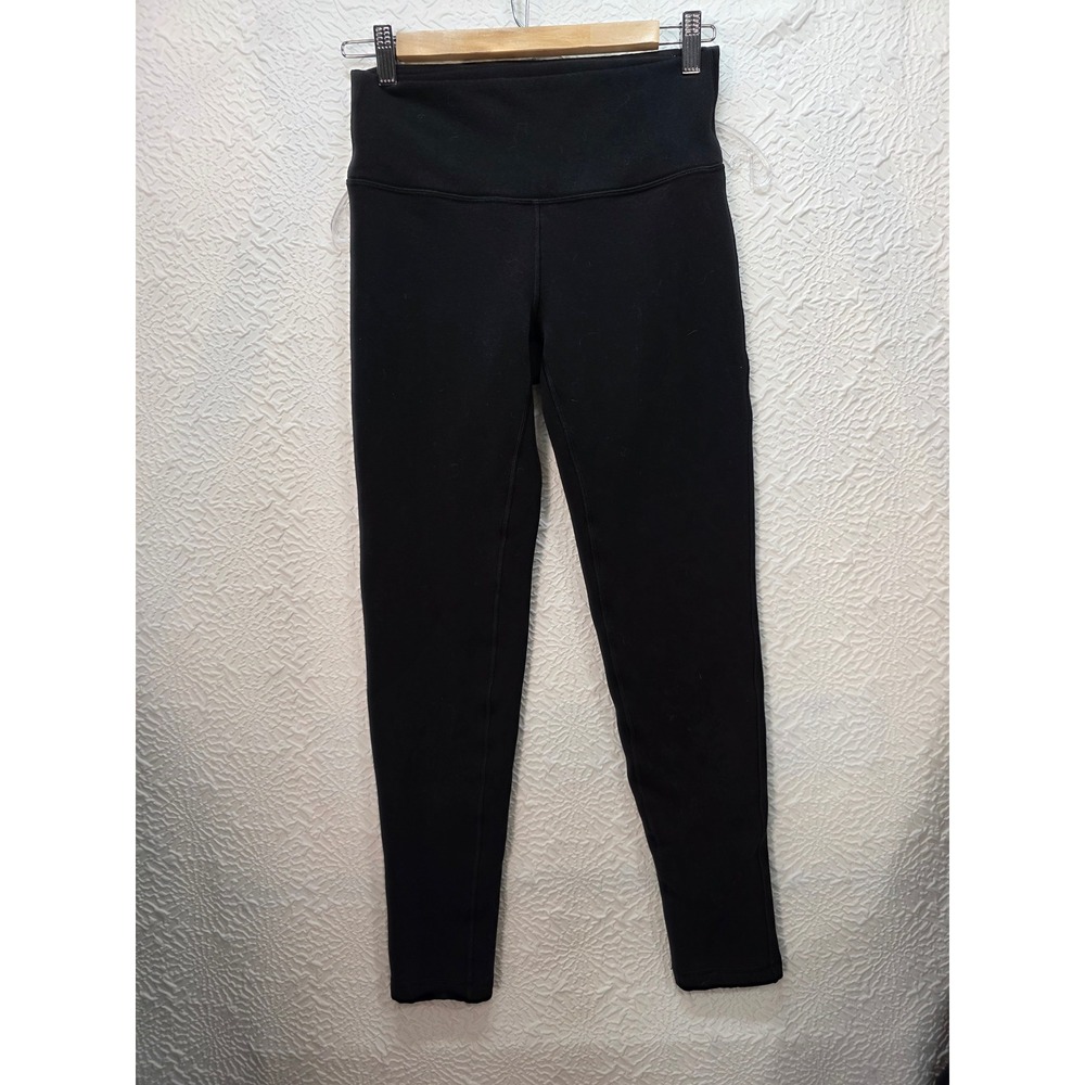 Lululemon Wunder Lounge Pant Women 6 Black Good Fleece Lined High Rise Thermal